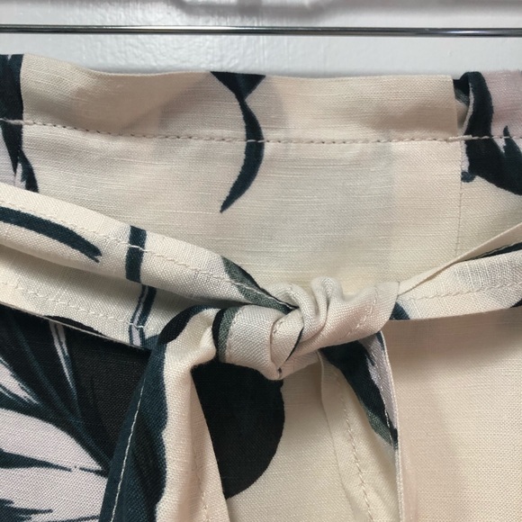 Ann Taylor linen blend paper bag waist pencil skirt size 4 EUC ivory dark green - Picture 4 of 11